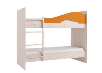 Двухъярусная кровать Мая с 2 ящиками на щитах, корпус Млечный дуб, фасад Оранжевый в Чите - предосмотр 2