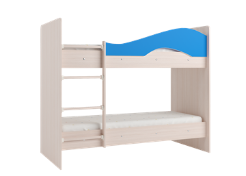 Кровать 2-ярусная Мая с 2 ящиками на щитах, корпус Млечный дуб, фасад Синий в Чите - предосмотр 2