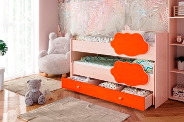 Двухъярусная кровать Соник 1.6 с ящиком, Оранжевый в Чите