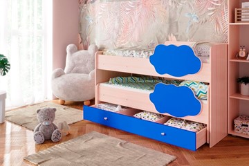 Двухъярусная детская кровать Соник 1.6 с ящиком, Синий в Чите