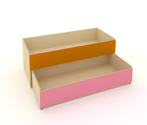 Детская кровать 2-х уровневая КД-2, Беж + Оранжевый + Розовый в Чите - изображение