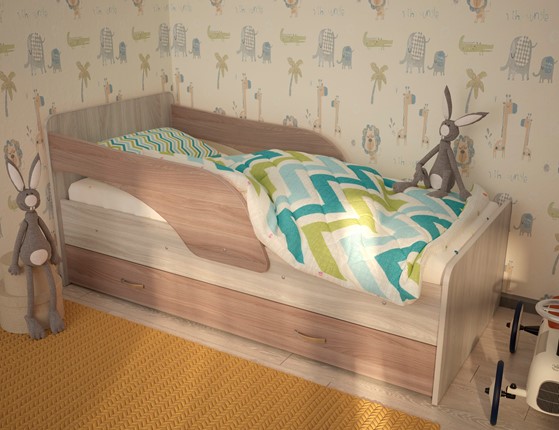 Детская кровать Максимка, корпус Шимо светлый, фасад Шимо темный в Чите - изображение