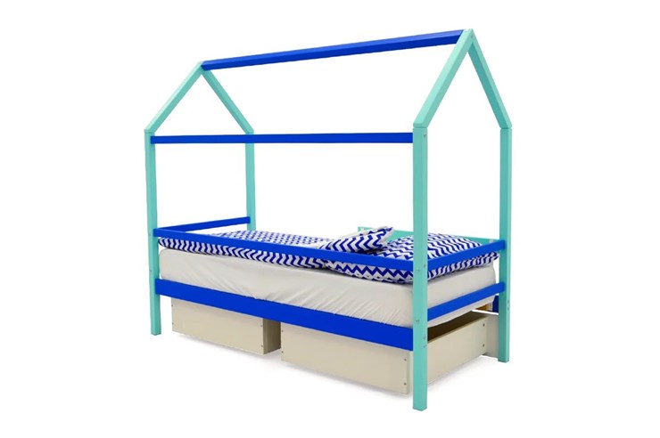 Кровать-домик Svogen синий-мятный в Чите - изображение 4