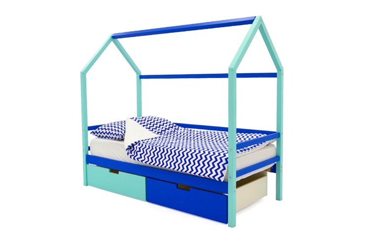 Кровать-домик Svogen синий-мятный в Чите - изображение 3