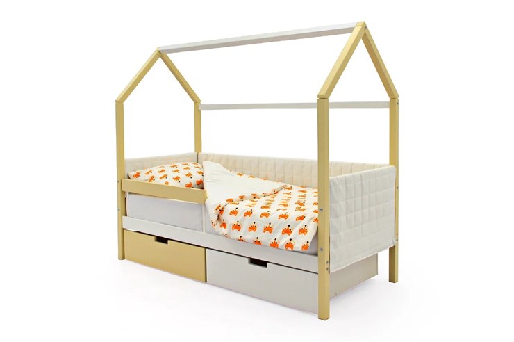 Кровать-домик в детскую «Svogen бежево-белый» мягкая в Чите - изображение 4