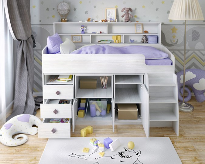 Кровать-чердак в детскую Малыш-5, цвет Винтерберг в Чите - изображение 3