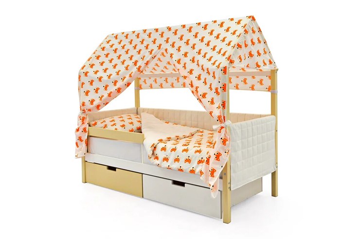 Кровать-домик в детскую «Svogen бежево-белый» мягкая в Чите - изображение 1
