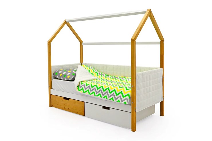 Кровать-домик в детскую «Svogen белая-дерево» мягкая в Чите - изображение 2