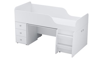 Кровать с лестницей с рабочей зоной POLINI Kids Simple 4500 Белый в Чите - предосмотр 1