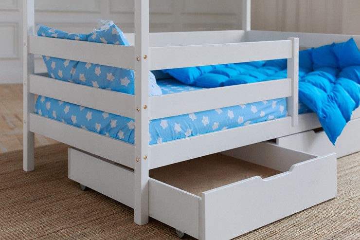 Кровать детская Домик с ящиками, цвет белый в Чите - изображение 3