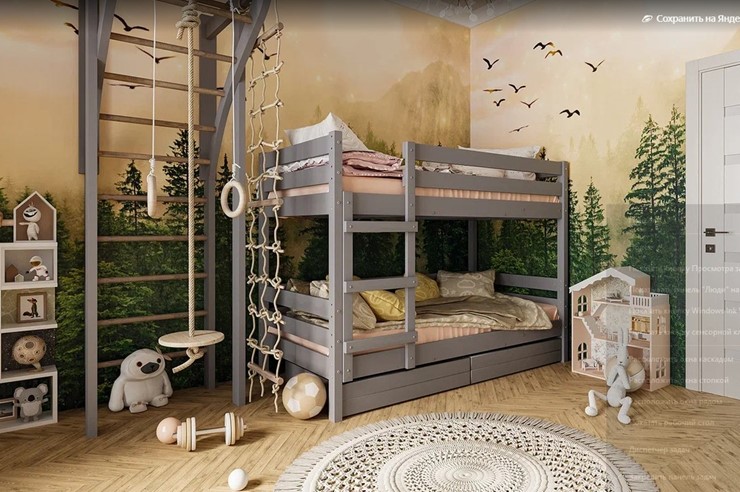 Детская кровать Джуниор двухъярусная с ящиками (Антрацит) в Чите - изображение 1