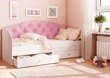 Односпальная детская кровать Эльза без бортика, Розовый (латы) в Чите