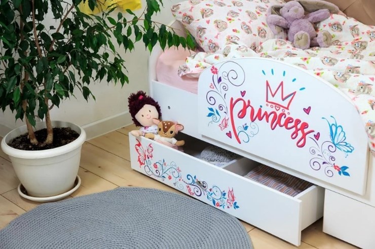 Односпальная детская кровать Эльза с бортиком, Розовый (латы) в Чите - изображение 2