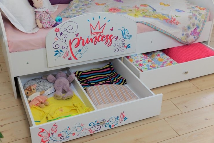 Детская кровать с ящиками Эльза без бортика, Фиолетовый (латы) в Чите - изображение 3