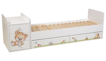 Детская кровать с комодом Фея 1100 Медвежонок Белый в Чите - предосмотр 2