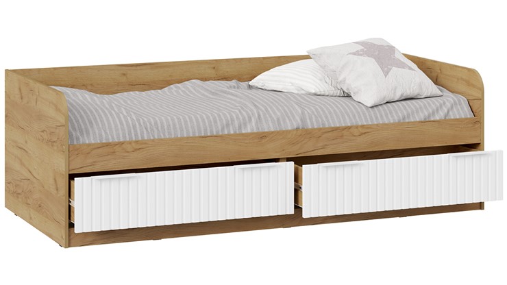 Кроватка Хилтон Тип 1 900 (Дуб Крафт Золотой/Белый матовый) в Чите - изображение 1