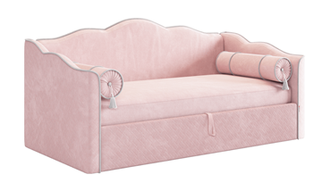 Детская кровать с подъемным механизмом Лея (Софа) 90х200 (нежно-розовый (велюр)/галька (велюр)) в Чите