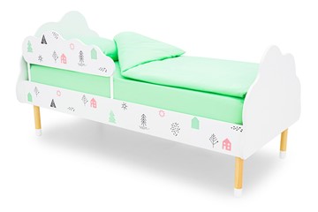 Кроватка Stumpa Облако "Домики розовый, бирюзовый" в Чите