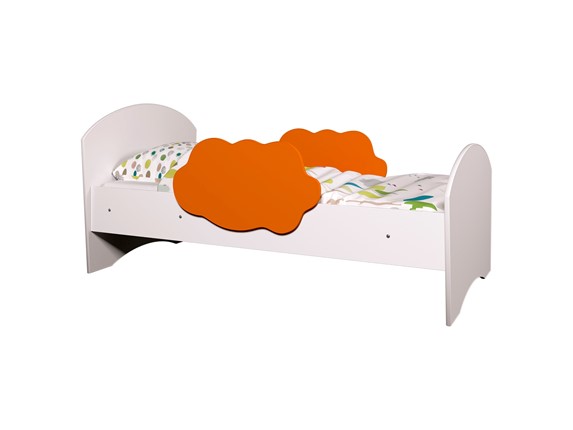 Детская кровать с бортиками Тучка, корпус Белый, фасад Оранжевый в Чите - изображение
