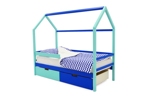 Кровать-домик Svogen синий-мятный в Чите - изображение