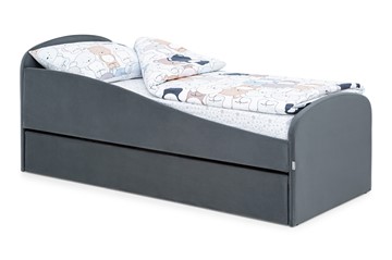 Кровать в детскую с ящиком Letmo графит (велюр) в Чите