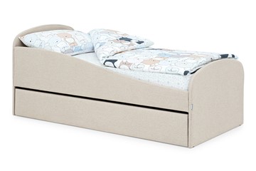 Мягкая кровать с ящиком Letmo карамель (рогожка) в Чите