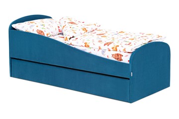 Мягкая кровать с ящиком Letmo морской (велюр) в Чите