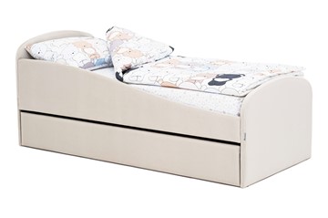 Мягкая кровать с ящиком Letmo ванильный (велюр) в Чите