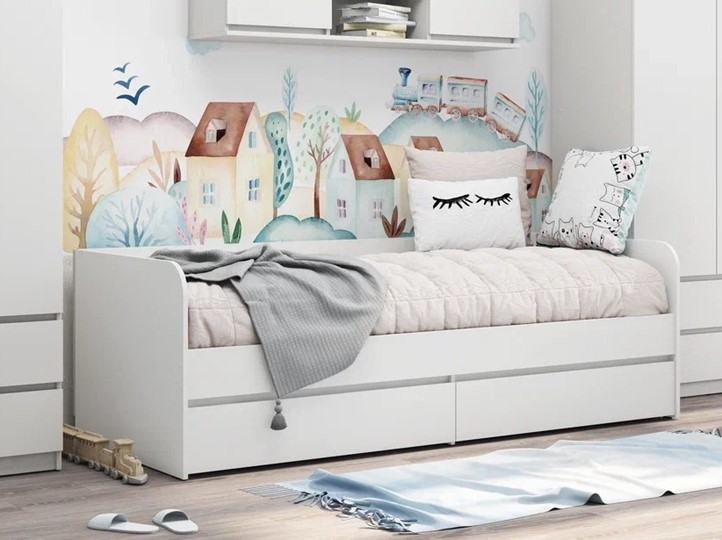 Кровать в детскую КР-54 СИТИ с двумя ящиками Белый в Чите - изображение 2