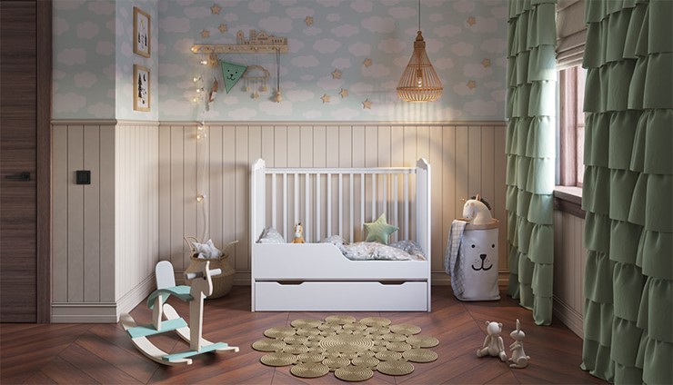 Кроватка для новорожденных POLINI Kids Simple 310-02 Белый в Чите - изображение 9