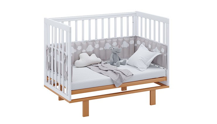 Детская кроватка серия 3400 POLINI Kids Simple 340 Белый / Бук в Чите - изображение 10