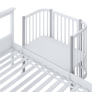 Кроватка детская приставная POLINI Kids Simple 120 Белый / Серый в Чите - предосмотр 4