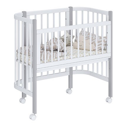 Кроватка детская приставная POLINI Kids Simple 120 Белый / Серый в Чите - изображение