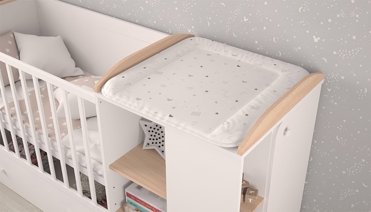 Кроватка-трансформер с комодом POLINI Kids Ameli 800 Белый / Дуб пастельный, серия AMELI в Чите - изображение 4