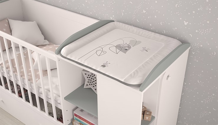 Кроватка-трансформер с комодом POLINI Kids Ameli 800 Белый / Серый, серия AMELI в Чите - изображение 3