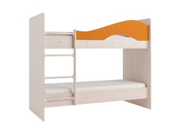 Двухэтажная кровать Мая на щитах, корпус Млечный дуб, фасад Оранжевый в Чите