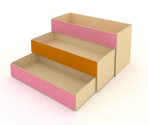 Детская кровать 3-х уровневая КД-3, Беж + Розовый + Оранжевый в Чите - изображение
