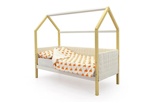 Кровать-домик в детскую «Svogen бежево-белый» мягкая в Чите - изображение