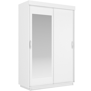 Шкаф 2-дверный Лайт (ДСП/Зеркало) 1000х595х2120, Белый Снег в Чите