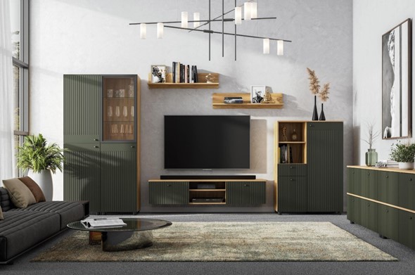 Набор мебели для гостиной Милан, Дуб Золотой/Олива Софт в Чите - изображение