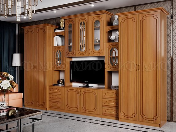 Гостиный гарнитур Альберт со шкафами, глянцевый в Чите - изображение