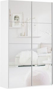 Шкаф 2-дверный Прайм (Зеркало/Зеркало) 1200x570x2300, белый снег в Чите
