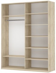 Шкаф двухдверный Прайм (Зеркало/Белое стекло) 1400x570x2300, дуб сонома в Чите - предосмотр 1