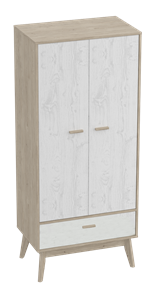 Шкаф для одежды Калгари, Дуб натуральный светлый/Белый матовый в Чите
