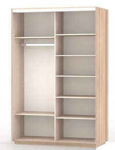 Шкаф 2-дверный Экспресс (ДСП/Зеркало) со стеллажом 1500х600х2400, шимо светлый в Чите - предосмотр 1