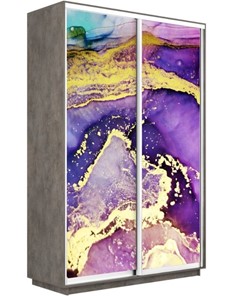 Шкаф Экспресс 1600x600x2200, Абстракция фиолетово-золотая/бетон в Чите