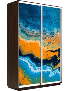 Шкаф 2-х створчатый Экспресс 1600x600x2400, Абстракция оранжево-голубая/венге в Чите