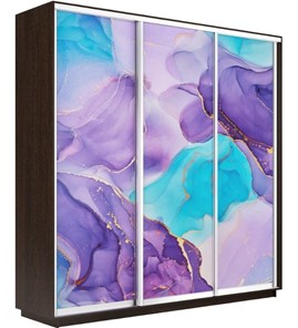 Шкаф 3-створчатый Экспресс 2100х600х2200, Абстракция фиолетовая/венге в Чите - предосмотр