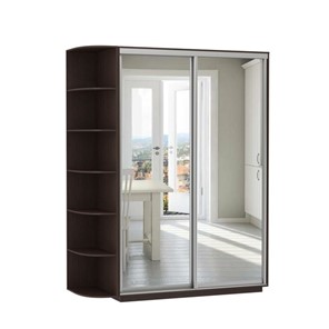 Шкаф 2-дверный Хит (2 зеркала) со стеллажом, 1500x600x2200, венге в Чите