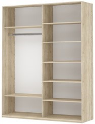 Шкаф 2-дверный Прайм (Зеркало/Белое стекло) 1400x570x2300, венге в Чите - изображение 1